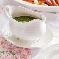 Portmeirion Home & Gifts Gravy Boat & Stand, Porcelain, White, 22.5 x 18 x 10 cm