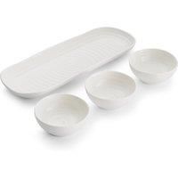 Portmeirion Home & Gifts Bowl and Tray Set, Porcelain, White, 27.5 x 10 x 3.1 cm
