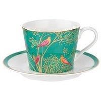 Sara Miller Chelsea Collection Green Birds Tea Cup & Saucer Gift Boxed