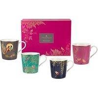 Sara Miller Chelsea Collection Birds Mugs, 340ml, Set of 4, Assorted