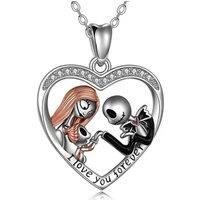 Zombie Parent Heart Necklace For Halloween - Silver