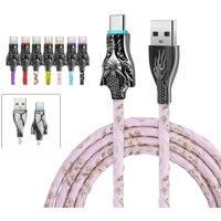 1pc QUARK WORLA Extra Long Seven-color Change Lights USB Type C Charging Cable 100W Fast Charging Cable Apply For Samsung Xiaomi