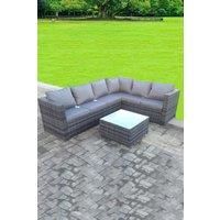 Rattan Corner Sofa Set Square Coffee Table 6 Seater With Cushion