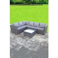 Rattan Corner Sofa Set Square Coffee Table 6 Seater With Seat And Back Cushion