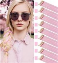 FYHTSD Light Children's Wig Pieces Hair 9PCS Pink Colored Extensions