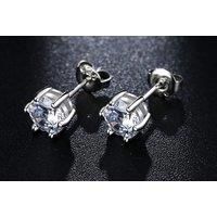 Crystal Stud Earrings Made With Fine Cut Crystals - Silver