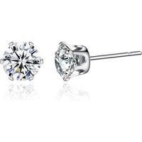 Crystal Stud Earrings Made With Fine Cut Crystals - Silver