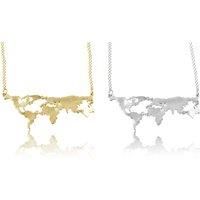 Map Of The World Necklace - Silver Or Gold Tone