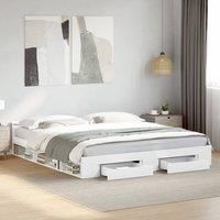 Bed Frame with Drawers without Mattress White 200x200 cm