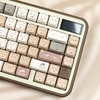 MAO Cat Ear Keycaps Coffee Cat TOP Printed Letters Dye Sub Big Set Key Caps Pbt Material For