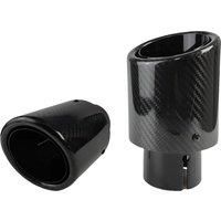 Car Glossy Twill Carbon Fiber Muffler Tip Exhaust System Pipe Mufflers Nozzle Universal Crimping Stainless steel Silver
