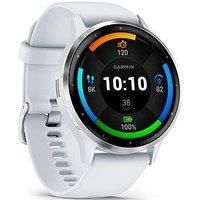 Garmin Venu 3 AMOLED GPS Smartwatch with All-day Health Monitoring and Voice Functionality, Silver stainless steel bezel with whitestone case and silicone band