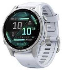 GARMIN fenix 8 AMOLED Smart Watch - Silver & Whitestone, 43 mm, Silver/Grey,White