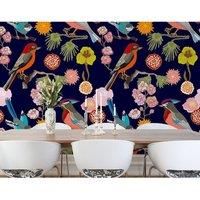 Origin Murals Floral Birds Ink Wall Mural - 3.5m x 2.8m