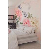 Origin Murals Roses & Sparkles Rose Pink Wall Mural - 3m x 2.4m
