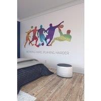 Origin Murals Geo Footballers Multi Wall Mural - 3m x 2.4m