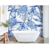 Origin Murals Paradise Flamingo Cobalt Wall Mural  3.5m x 2.8m