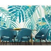 Origin Murals Tropical Leaves Teal Wall Mural - 3.5m x 2.8m