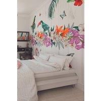 Birds Of Paradise White Wall Mural - 3.5m x 2.8m