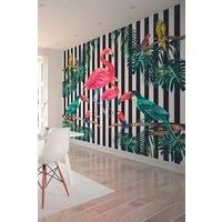 Flamingo Stripe Multi Wall Mural - 3m x 2.4m