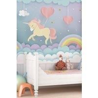 Unicorn Dream Blue Wall Mural - 3.5m x 2.8m