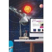 Solar System Blue Wall Mural - 3.5m x 2.8m