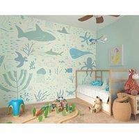 Underwater Adventures Green Wall Mural - 3.5m x 2.8m