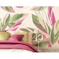 Botanical Calathea Leaves Pink Wall Mural - 3.5m x 2.8m
