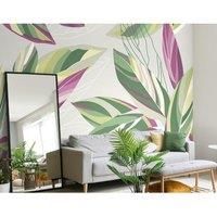 Botanical Calathea Leaves Grey Wall Mural - 3.5m x 2.8m