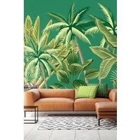 Tropical Palm Trees Green Wall Mural - 3.5m x 2.8m