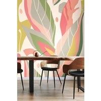 Abstract Leaf Shapes Pink Wall Mural - 3.5m x 2.8m