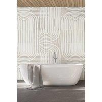 Curved Line Texture Grey Wall Mural - 3.5m x 2.8m