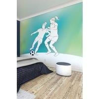 Girls Playing Football Wall Mural