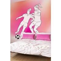 Girls Playing Football Pink Wall Mural - 3.5m x 2.8m
