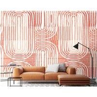Curved Line Texture Orange Wall Mural - 3m x 2.4m