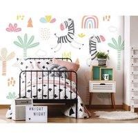Dancing Zebras White Wall Mural - 3m x 2.4m