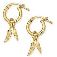 ChloBo Gold Double Feather Small Hoop Earrings GEH1096
