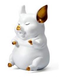 HAUCOZE Piggy Bank Coin Bank Pig Gifts Decor Modern Arts White 21cm