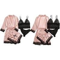 4 Piece Camisole Pyjama Set - 5 Sizes & 8 Colours! - Purple