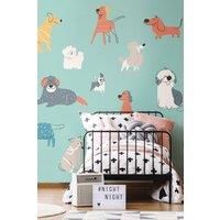 Origin Murals Happy Dogs Teal Blue Wall Mural - 3 x 2.4m