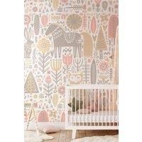 Origin Murals Scandi Forest Animals Pink & Grey Wall Mural - 3 x 2.4m