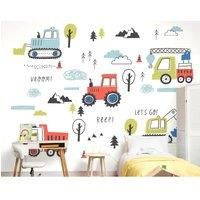Origin Murals Tractors & Diggers Red Wall Mural - 3 x 2.4m