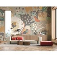 Origin Murals Abstract Floral Grey Wall Mural - 3.5 x 2.8m
