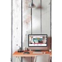 Vintage Wood Effect White Matt Smooth Paste the Wall Mural 350cm wide x 280cm high