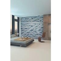 Striped Criss Cross Pattern Blue Matt Smooth Paste the Wall Mural 300cm wide x 240cm high