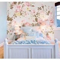 Vintage Rose Pattern Pink Matt Smooth Paste the Wall Mural 300cm wide x 240cm high