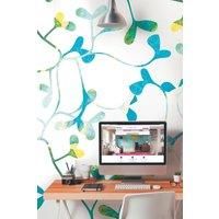 Watercolour Petals Blue Matt Smooth Paste the Wall Mural 300cm wide x 240cm high