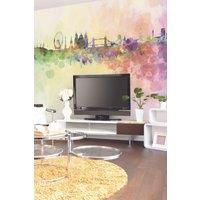 Watercolour London Skyline Multi Matt Smooth Paste the Wall Mural 300cm wide x 240cm high