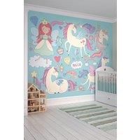 Origin Murals Princess Unicorn Blue Wall Mural - 3 x 2.4m