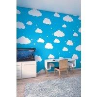 Cartoon Cloudy Sky Blue Matt Smooth Paste the Wall Mural 350cm wide x 280cm high